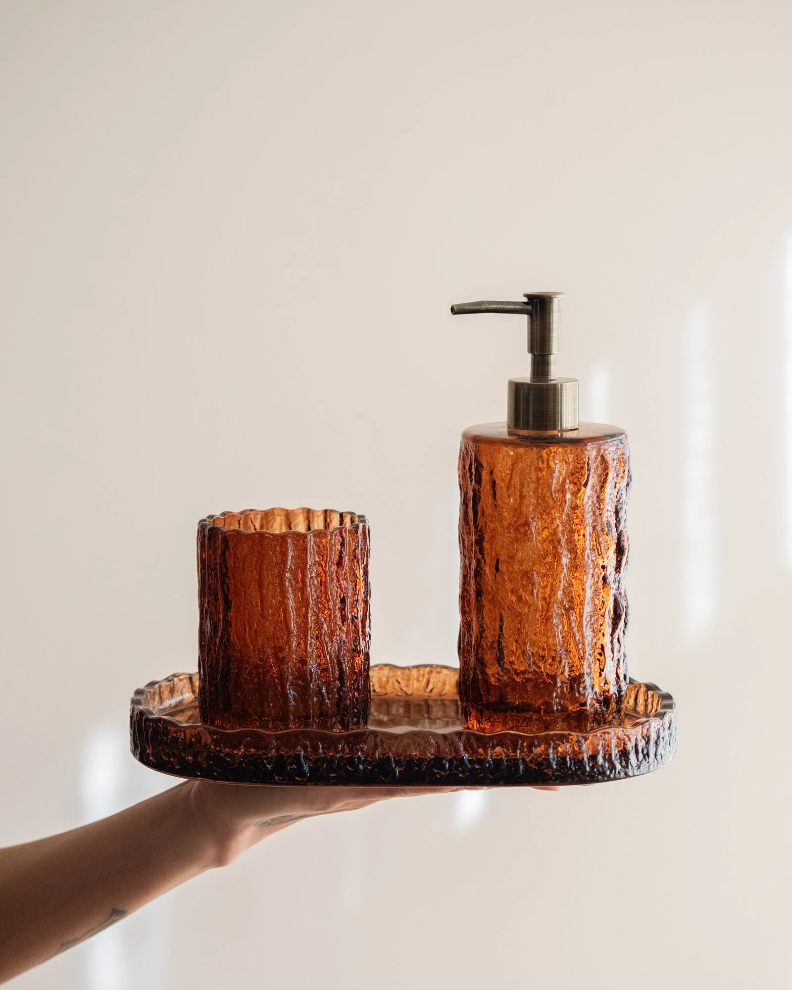 Soap Dispenser Vintage Glass Brown - Image 3