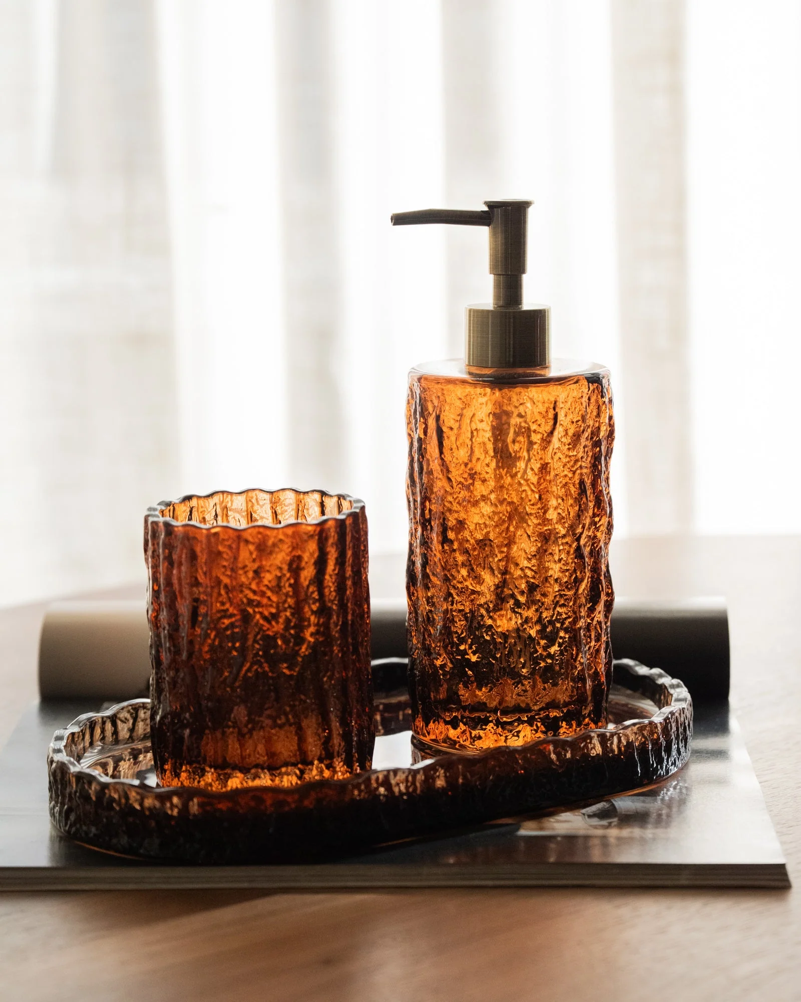 Soap Dispenser Vintage Glass Brown - Image 4