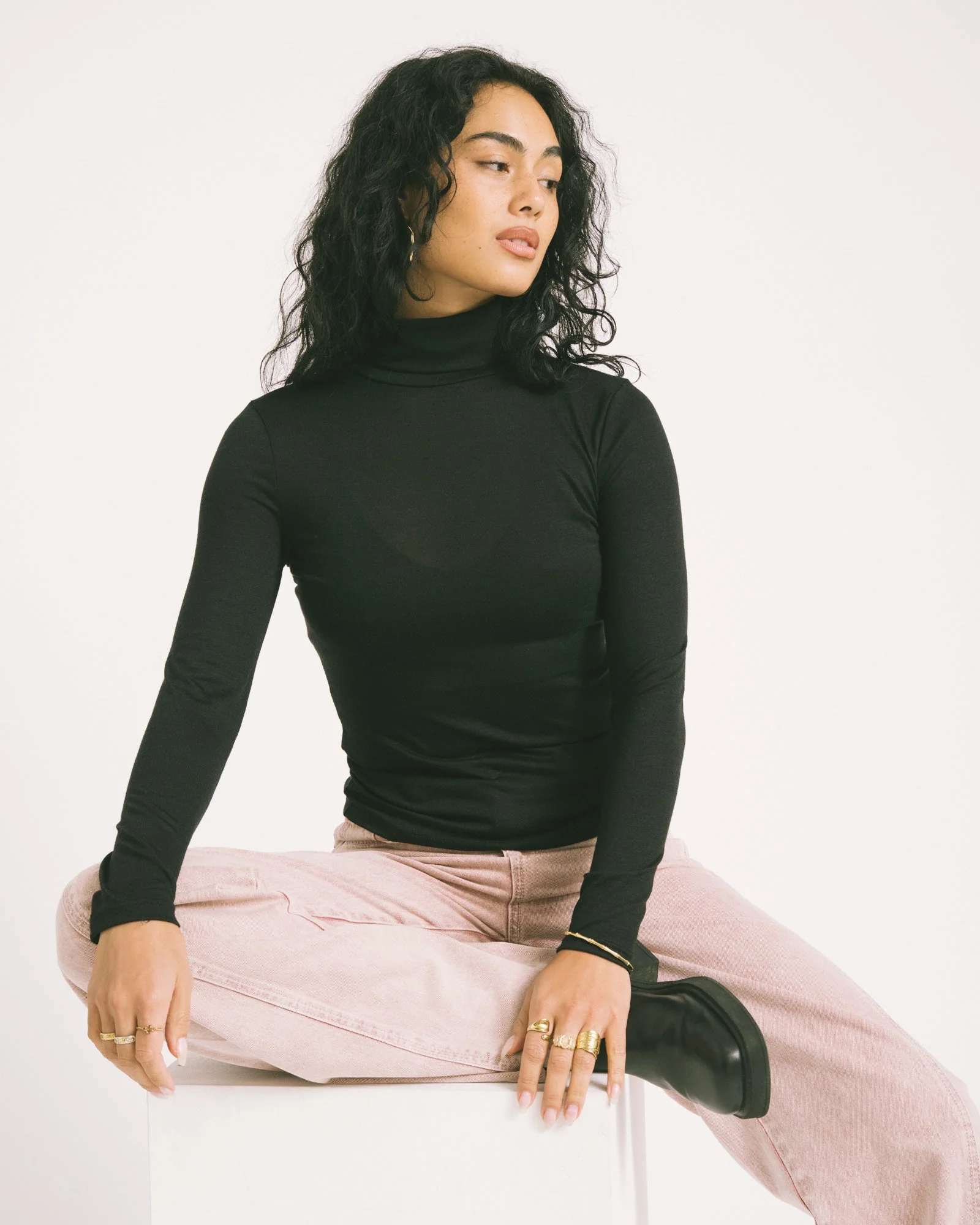 AWARE Glesha Roll Neck Top Black - Image 2