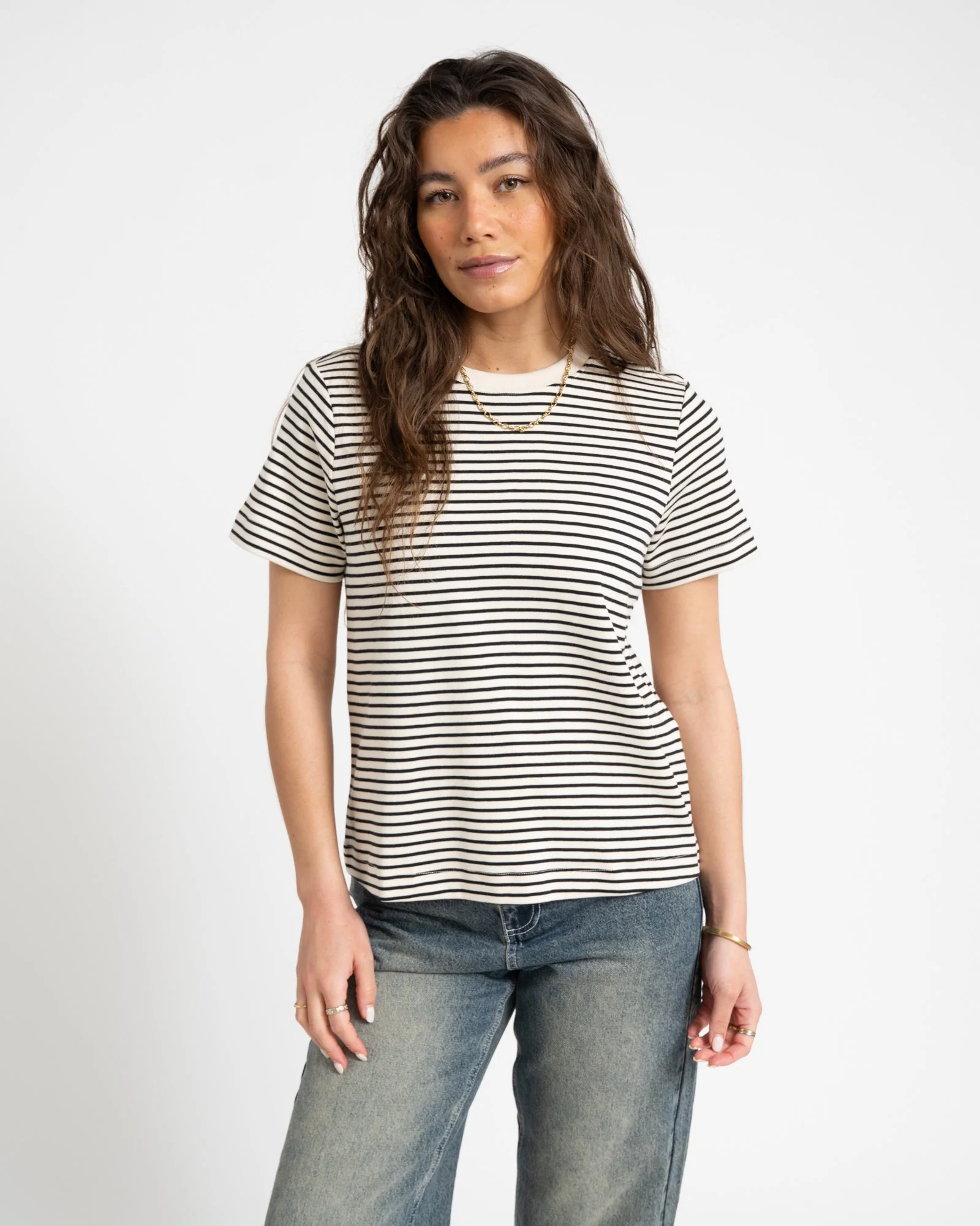 Aware Jada Naima O-Neck T-Shirt White Black - Image 2
