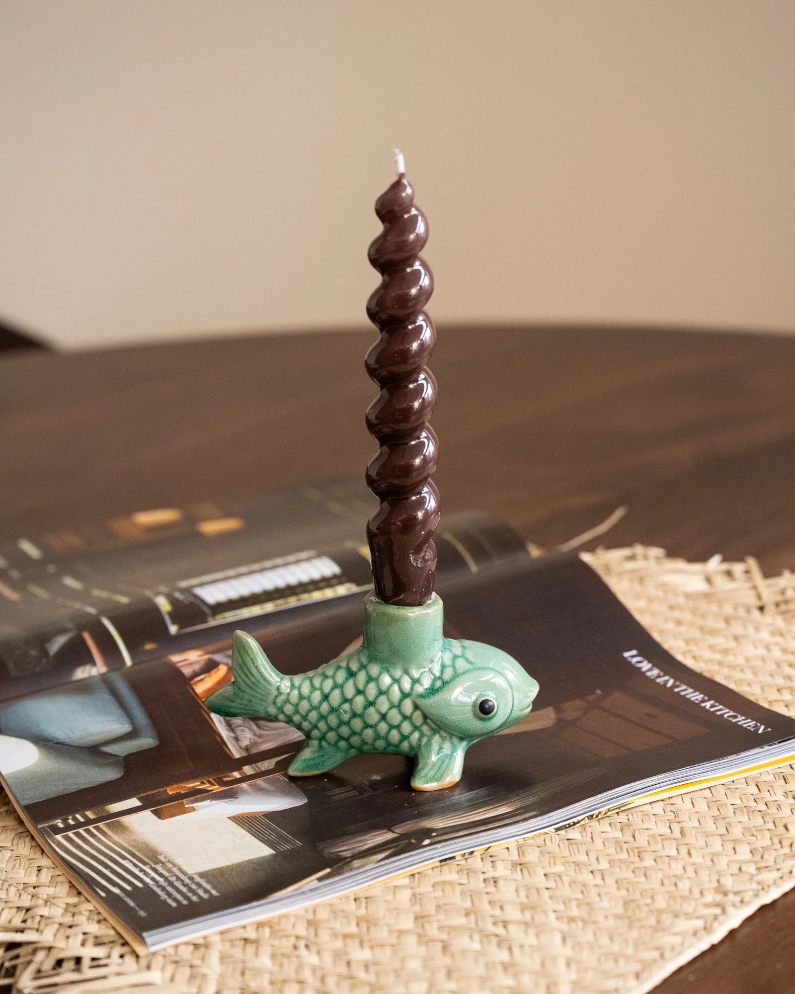 Bloomingville Candle Holder Fish Beige / Aqua - Image 2