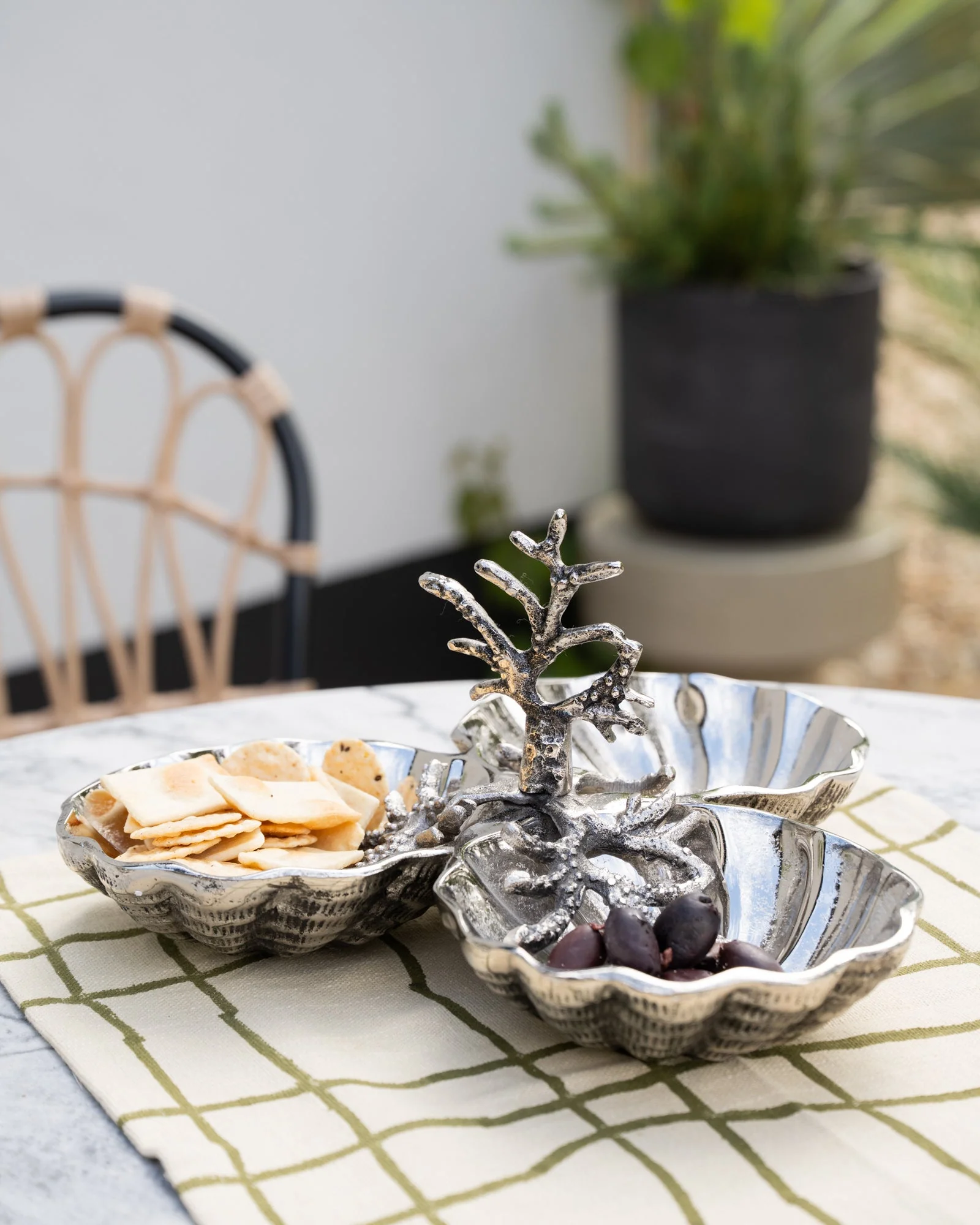 Snack Serving Tray Coral Chrome - Image 3