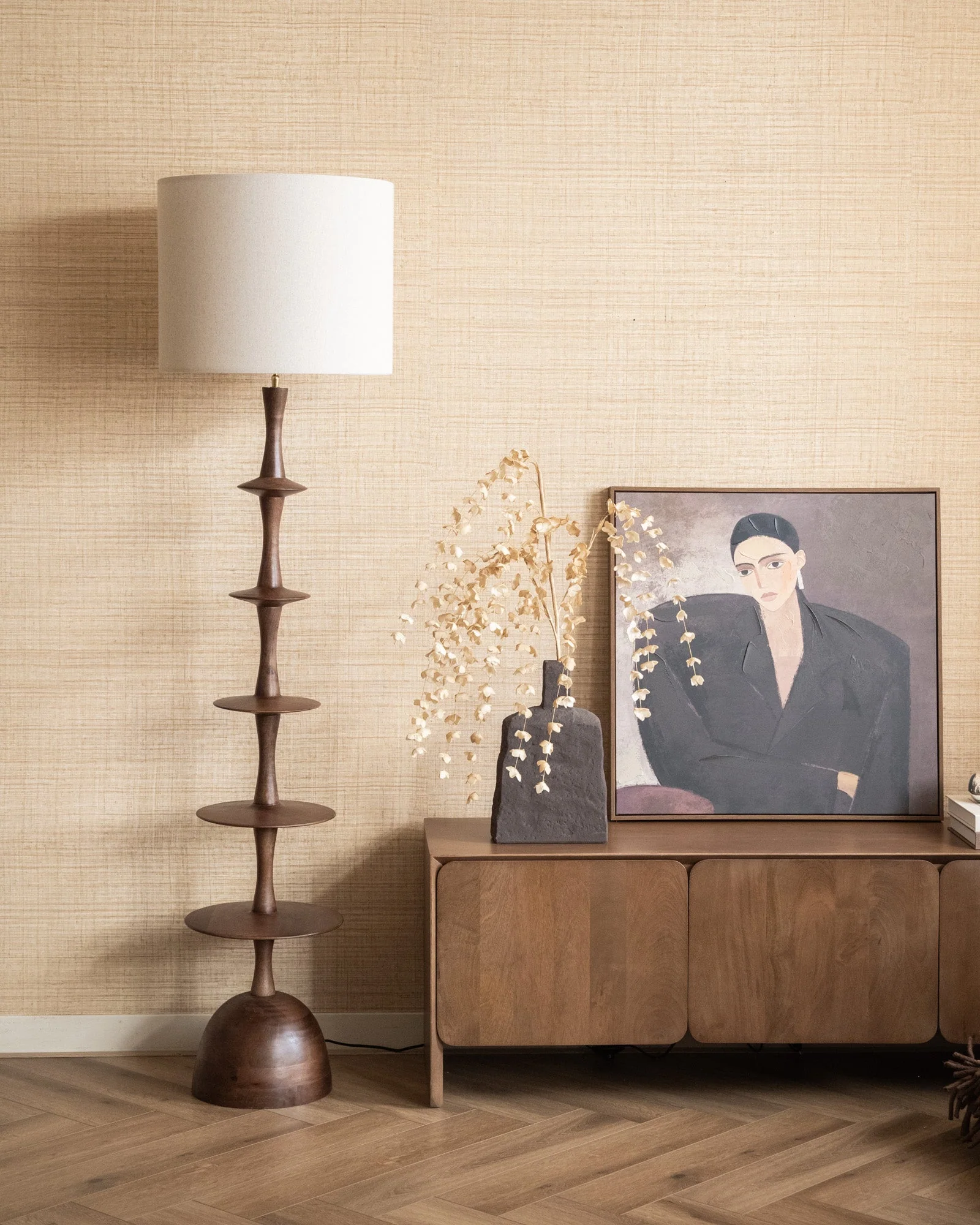 Dutchbone Floor Lamp Cath Walnut