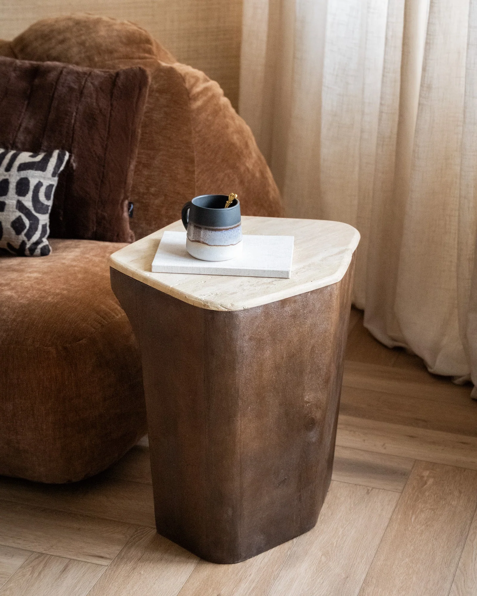 Side Table Luka Travertine Wood - Image 3