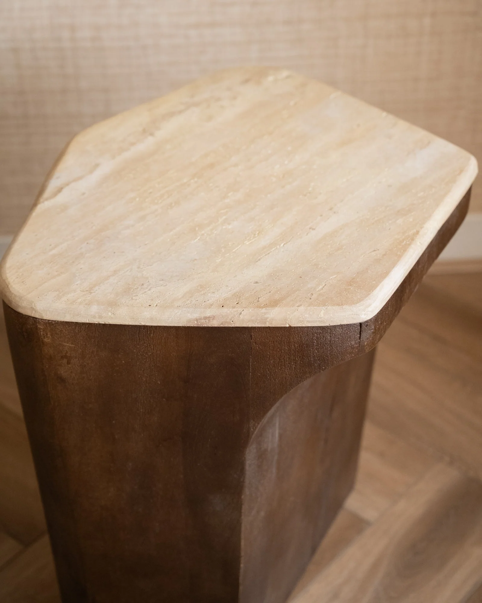 Side Table Luka Travertine Wood - Image 6