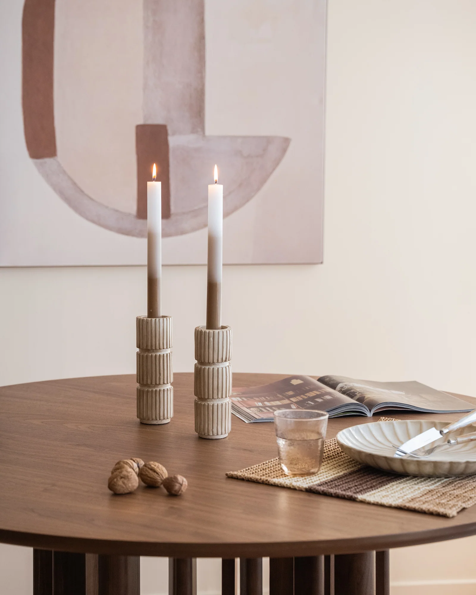 SET OF 2 - Dinner Candle Ombre Brown - Image 3