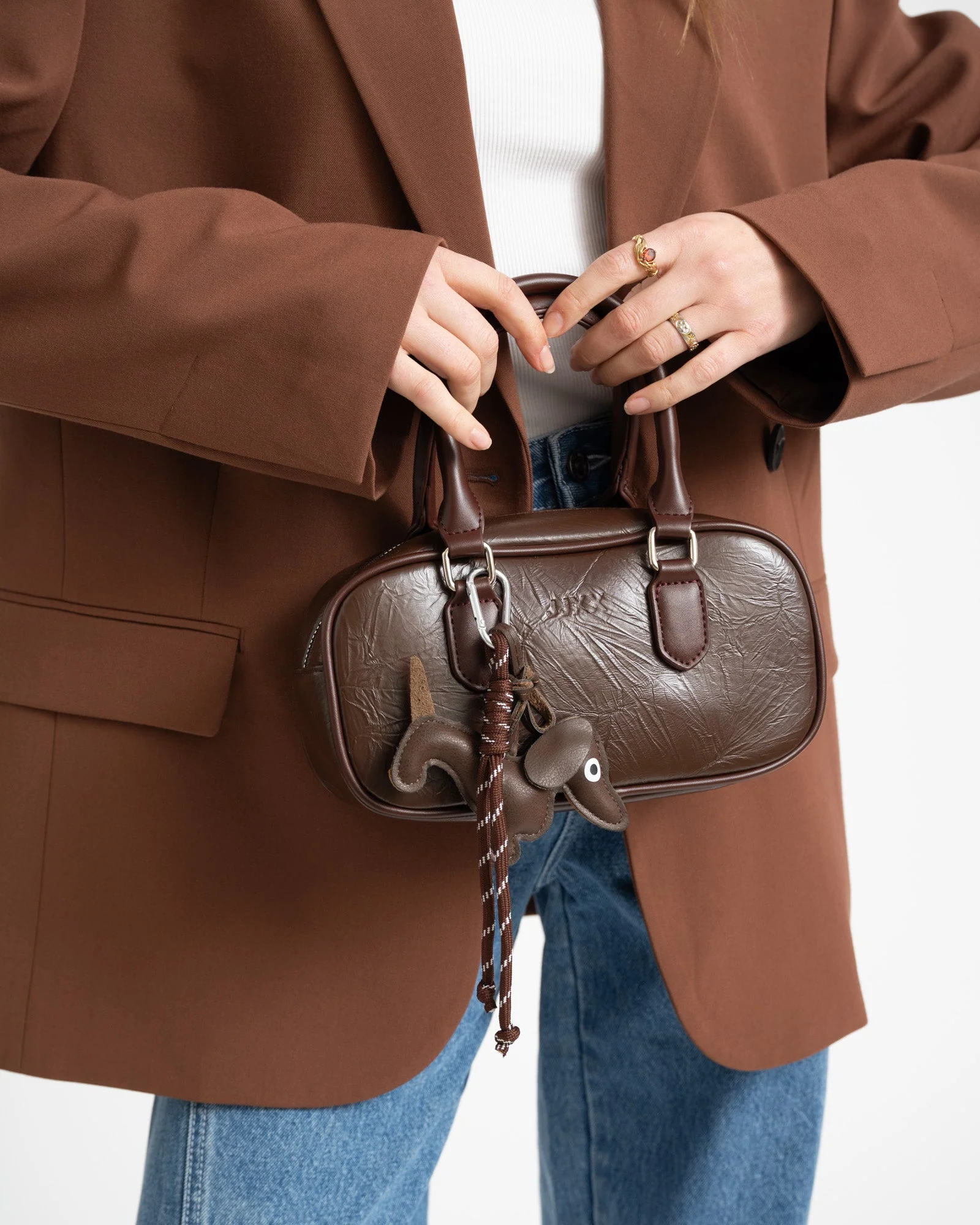 Mia Crossover Charm Bag Seal Brown