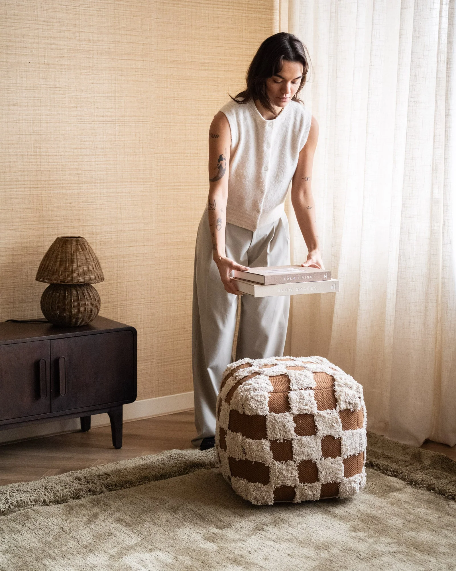 Pouf Rassa Checker Brown - Image 2