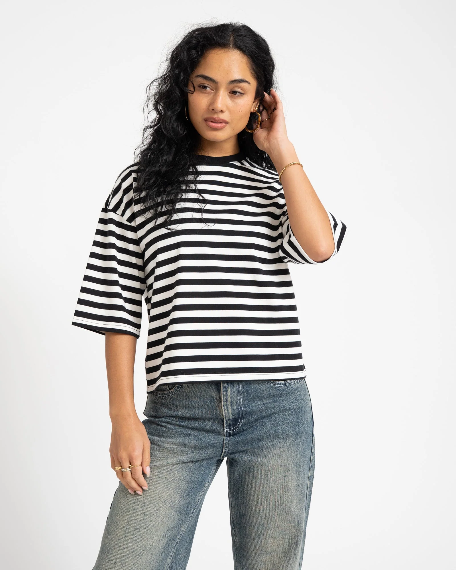 Ember Stripe Sweat Black Cloud Dancer
