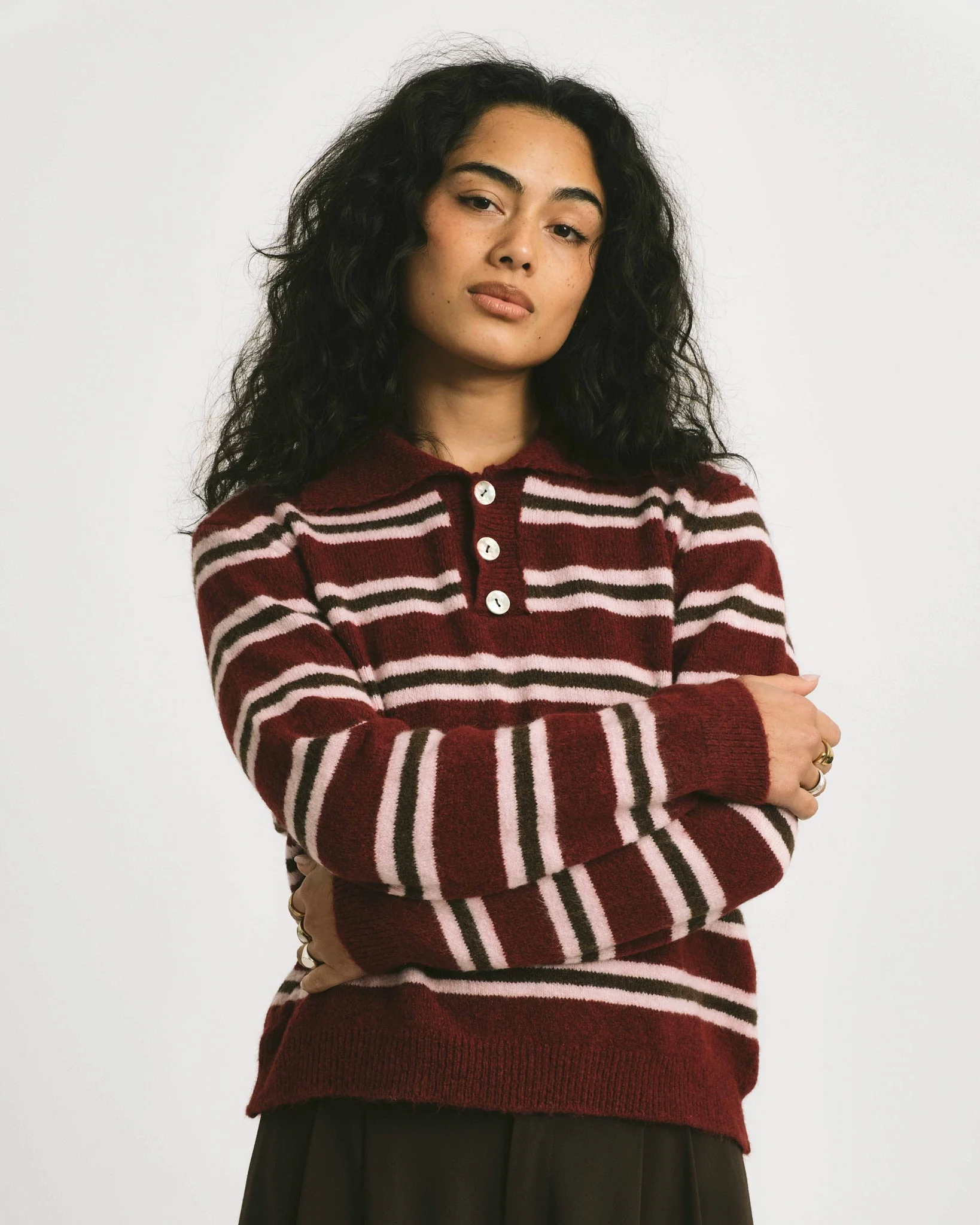 TILTIL Joya Polo Striped Bordeaux One Size - Image 4