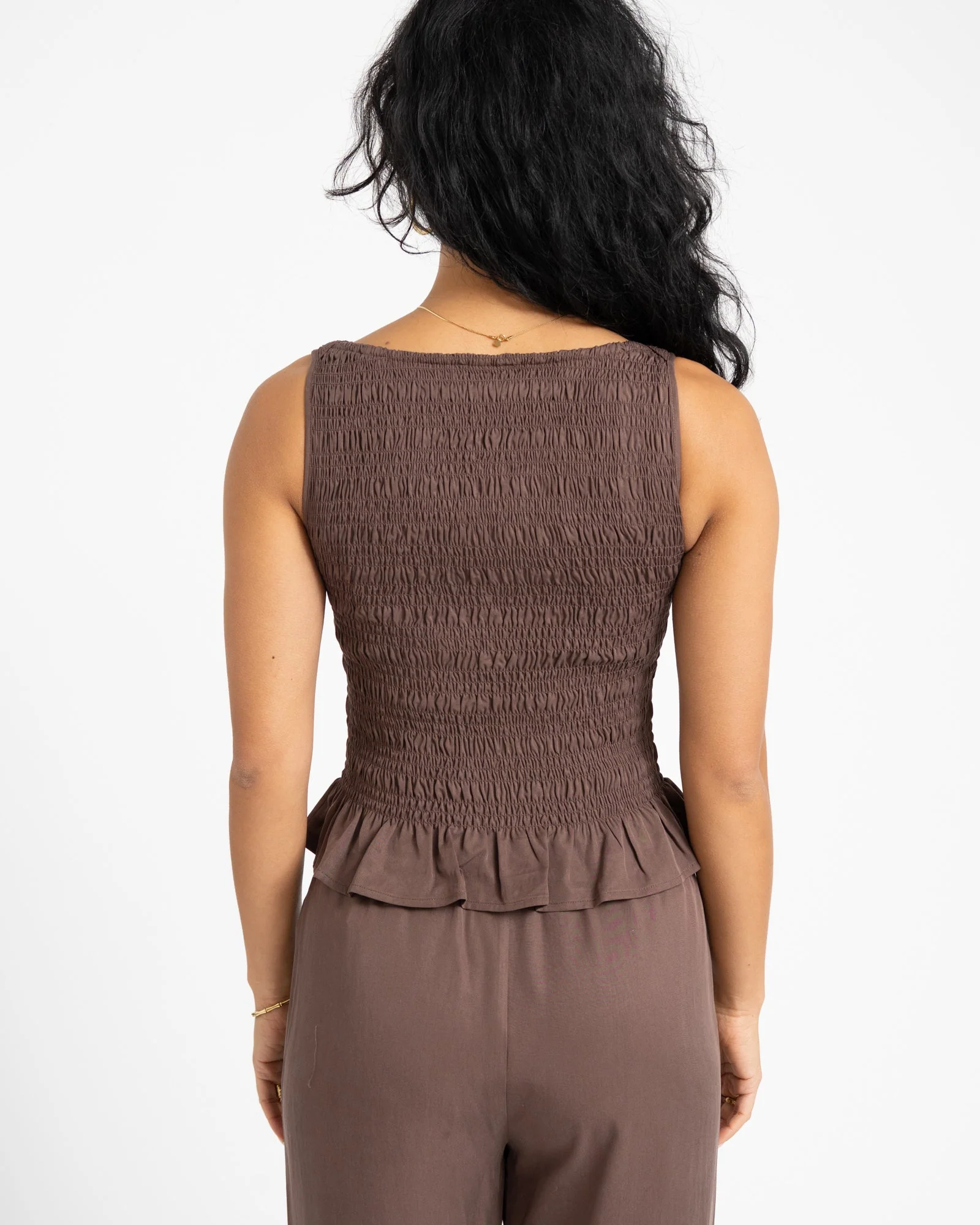 TILTIL Joyce Tencel Smock Top Brown - Image 5