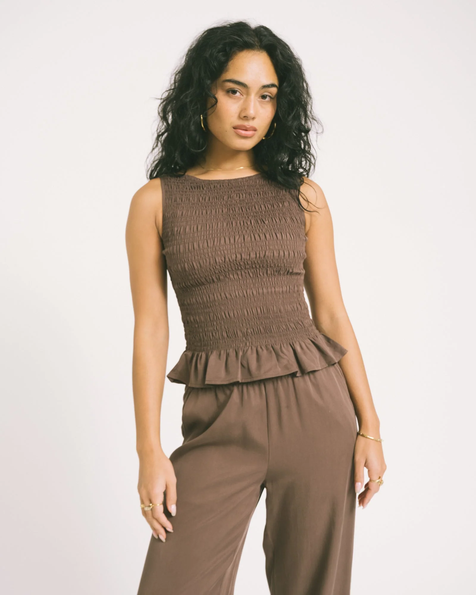 TILTIL Joyce Tencel Smock Top Brown - Image 7