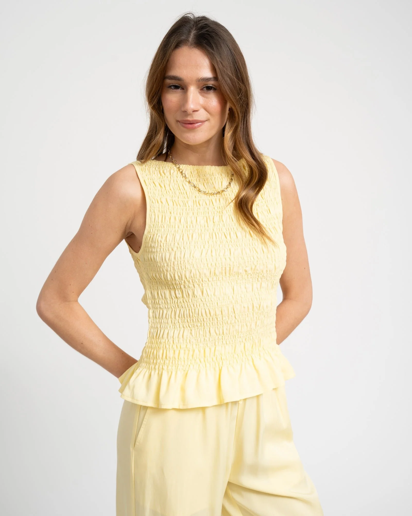 TILTIL Joyce Tencel Smock Top Yellow - Image 3