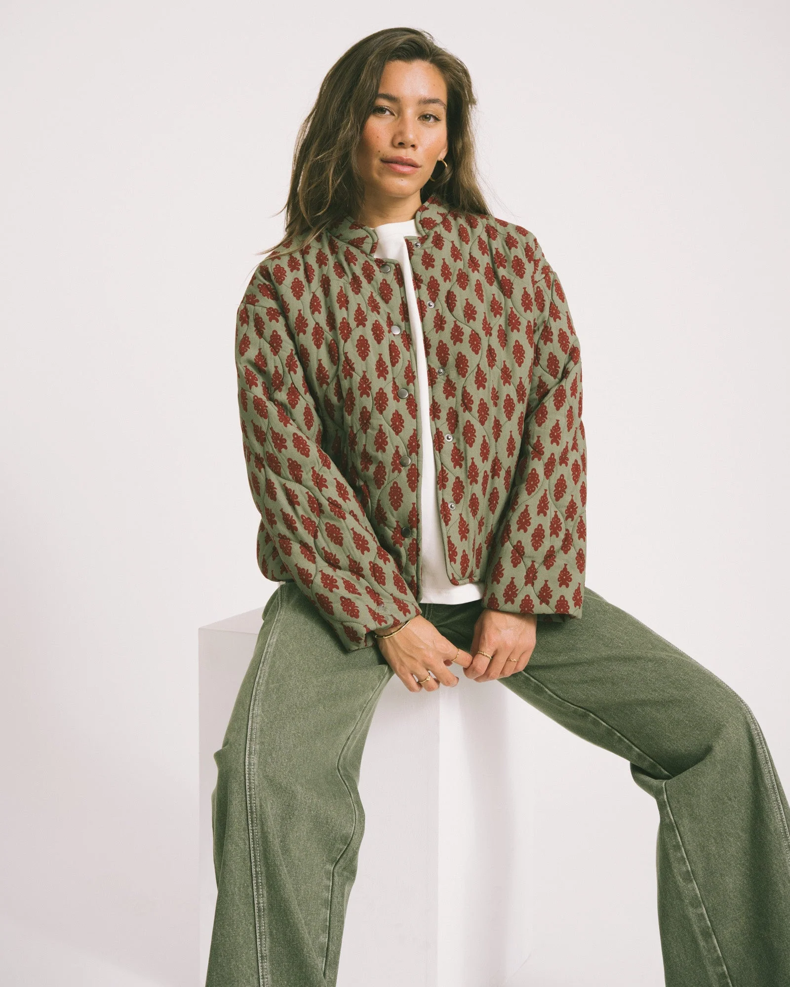 TILTIL Loa Stitched Jacket Green Red - Image 2