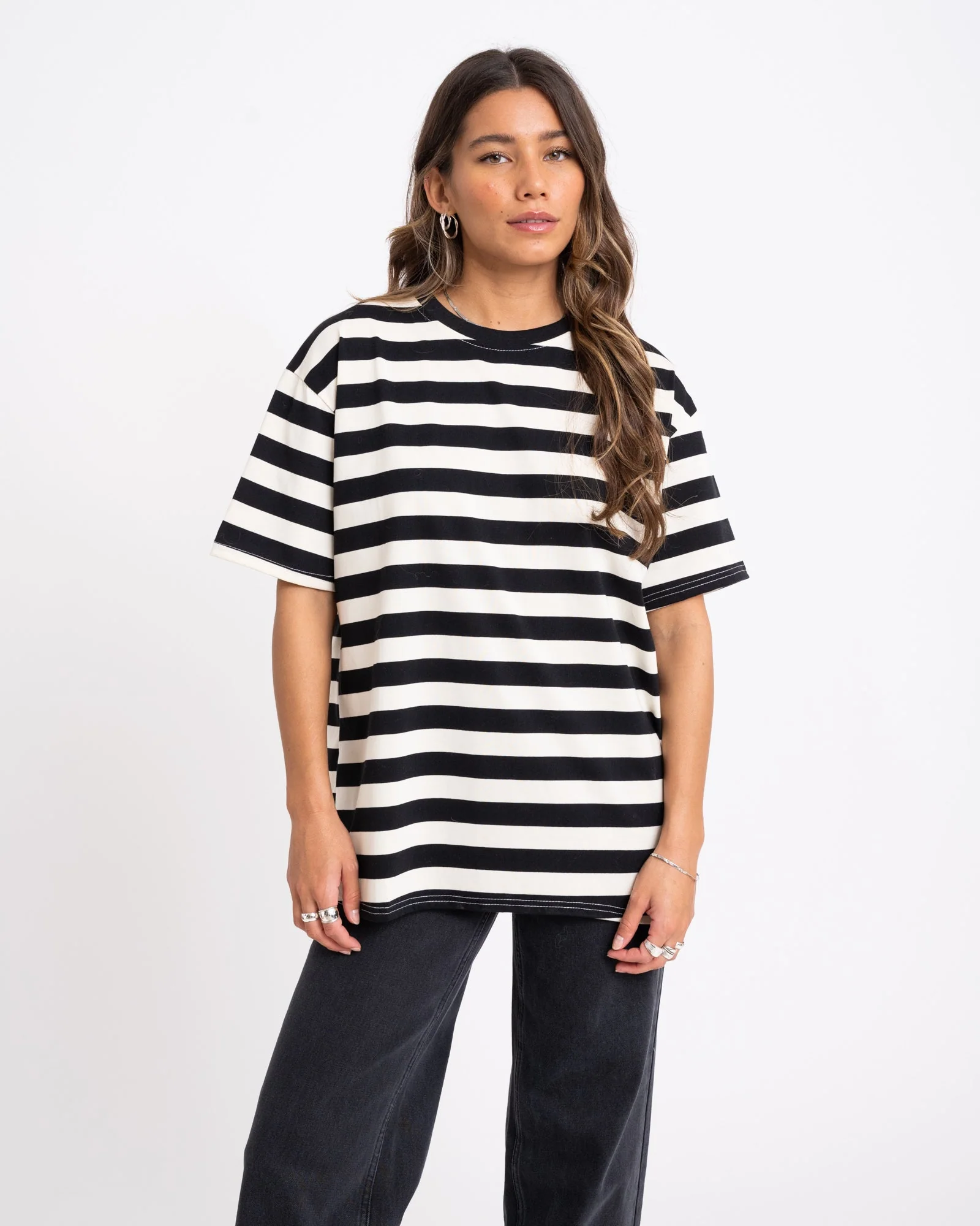 TILTIL Loua Tee Stripe Black One Size - Image 3