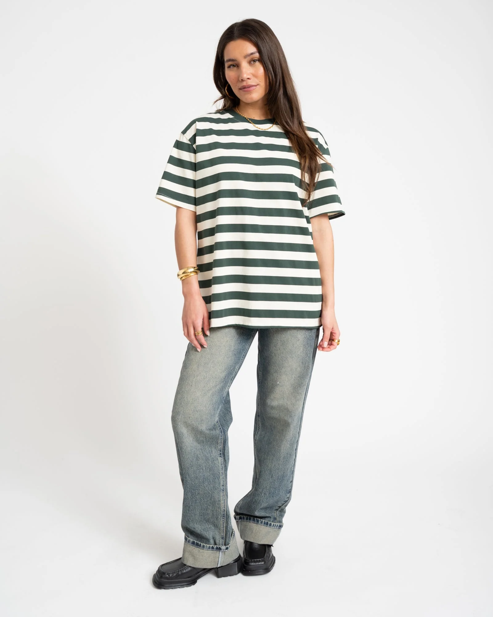 TILTIL Loua Tee Stripe Sage Green One Size - Image 2