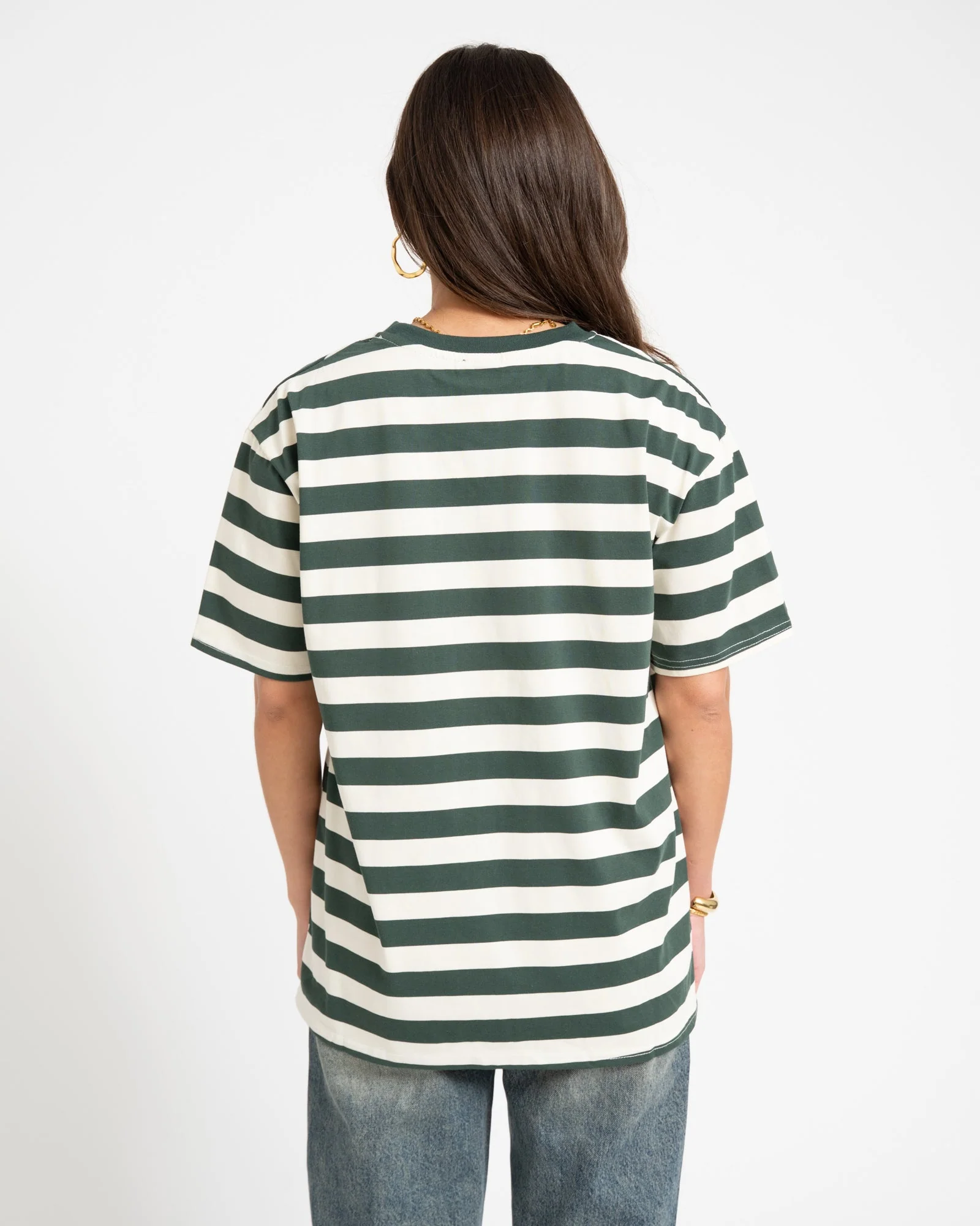 TILTIL Loua Tee Stripe Sage Green One Size - Image 5
