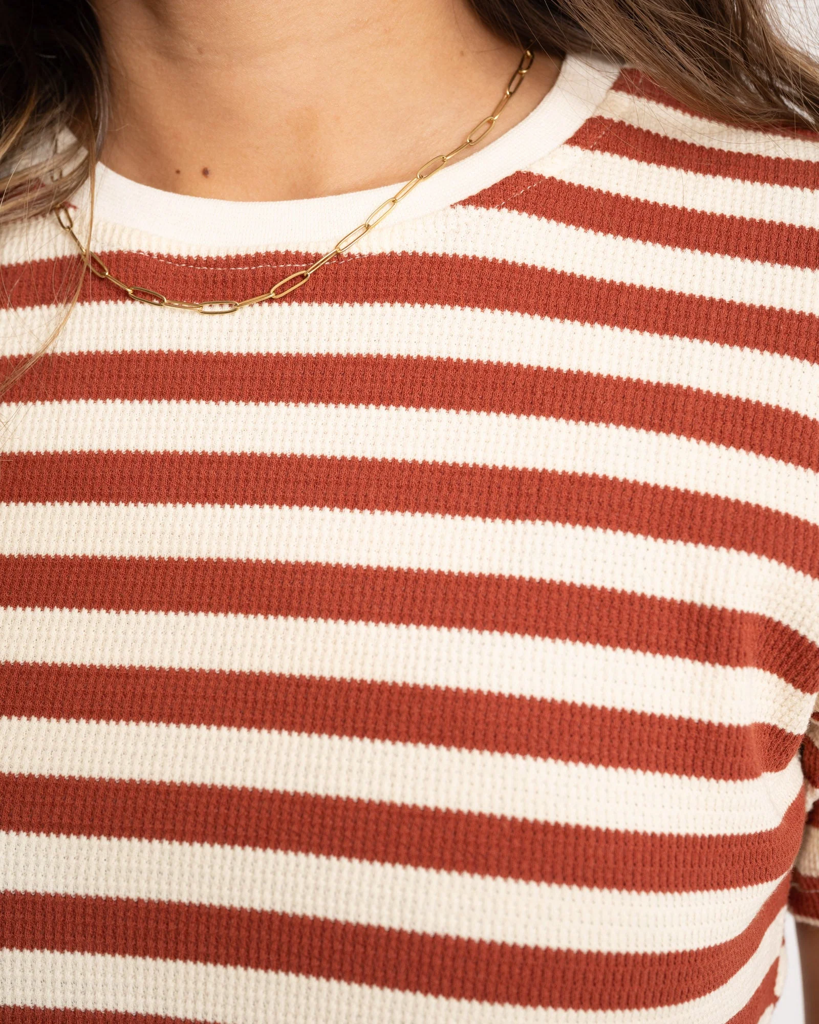 TILTIL Many Stripe Knit Rust Beige One Size - Image 5