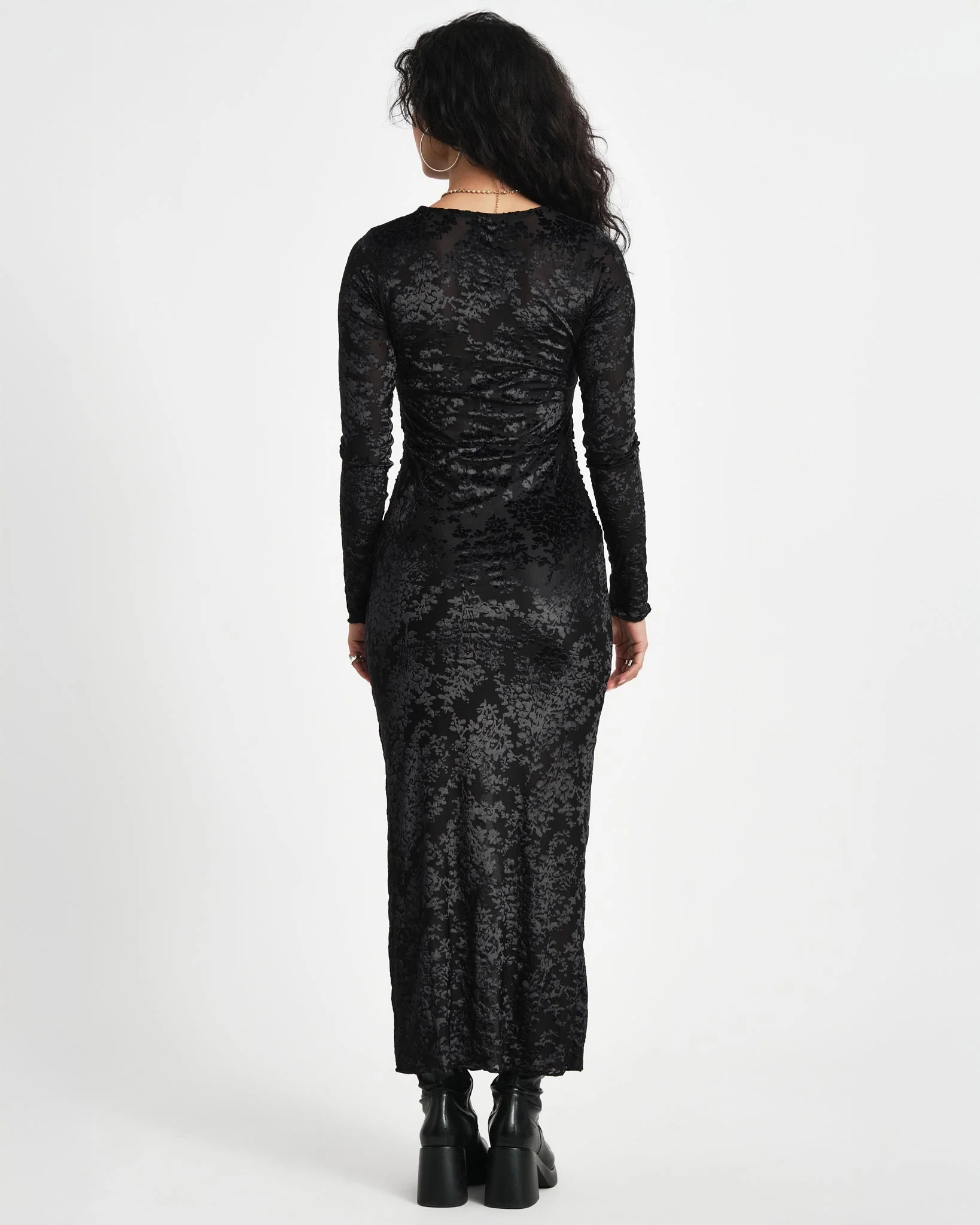 TILTIL Suzie Mesh Velvet Dress Black - Image 3