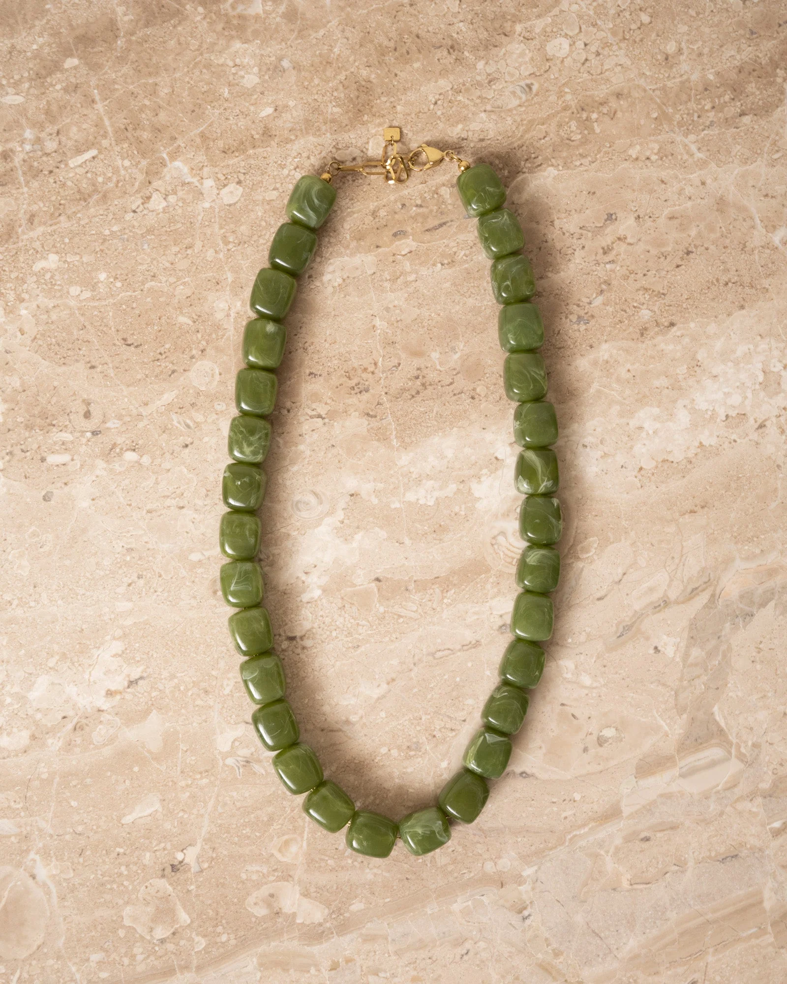 TILTIL Necklace Square Bead Avocado Green - Image 4