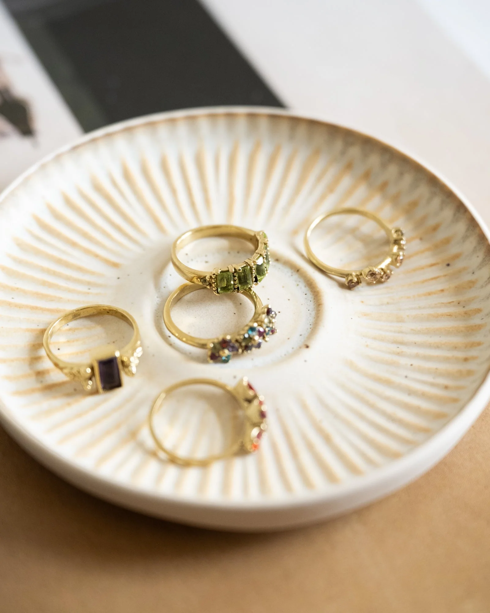 Ring Brass Triple Multi Stone Flower - Image 2